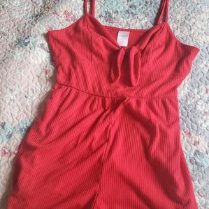 Bright red summer stretchy romper